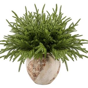 joyhalo 12 Pcs Norfolk Pine Stems, 18" Artificial Christmas Pine Branches Faux Greenery Stem Real Touch Cedar Stems for Vases, Christmas Trees and Outdoor Home Decor