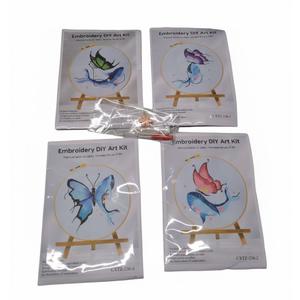 Huacan 4 Set Christmas Embroidery Kit Beginner Hand Embroidery Set for Home Decor, Includes Fabric Hoop (Butterfly)