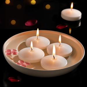 White Floating Candles 3 inch, 24 Pack Floating Candles 10 Hours Long Burning, Unscented Floating Candle for Centerpieces, Wedding, Christmas Lights, Romantic Night for Her/Him Set