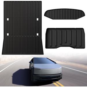 LASFIT Truck Bed Mat for Tesla Cybertruck 2024 2025 2023 6FT Bed Liner Car Accessories, Custom Fit TPE All Weather Pickup Cargo Liner Frunk Rear Sub Trunk Mat Set 3PCS