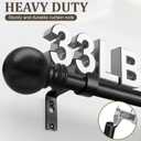 Modern Black Curtain Rods 2 pack for Windows 28 to 48 Inches Adjustable Length Heavy Duty 1" Diameter Short Window Curtain Rod with Round Decorative Finials for Bedroom Living Room Kitchen Farmhouse