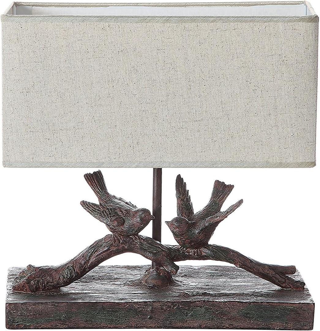 Creative Co-Op Rustic Bird Lamp with Rectangle Shade (Bronze)