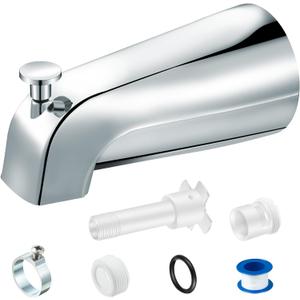 Enhon Tub Spout with Diverter, Universal Fits 1/2'' Copper Pipe, 1/2'' IPS and 3/4'' IPS, Bathroom Bathtub Tub Faucet Replacement with Adapters (Chrome)