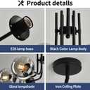 6 Light Glass Globe Sputnik Chandeliers Modern Matte Black Ceiling Light Fixture Semi Flush Mount Ceiling lamp for Living Room Dining Room Farmhouse Bedroom Kitchen