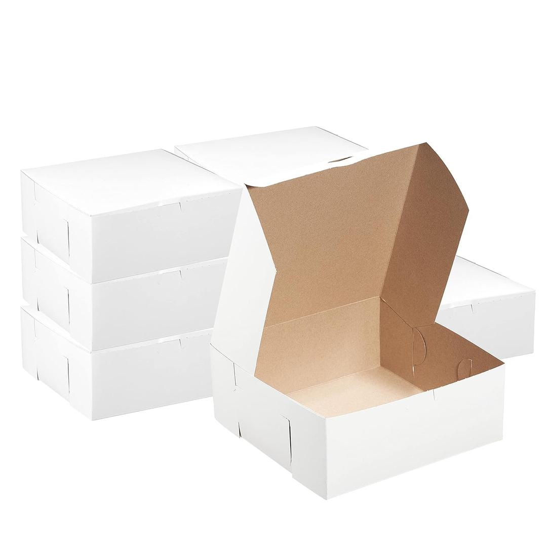 White Bakery Pastry Boxes - 14 x 14 x 5 Inches - White Kraft Paperboard for Home or Retail - Eco Friendly Paper Cardboard Recyclable for Pastries, Gift Box, Baby Shower, Cookies, Cakes, Pie (10)