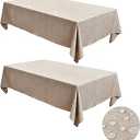 Faux Linen Tablecloths for Rectangle Tables: Water & Stain Resistant Farmhouse Table Cloth, Washable Burlap Textured Table Covers for Kitchen Dining Party(2 Pack, 60x84 Inch, Nature)