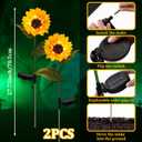 2 Pack 26.8" Large Halloween Decorations Outdoor Sunflower Skull Solar Lights Skeleton Stake Lights for Garden Yard Patio Lawn