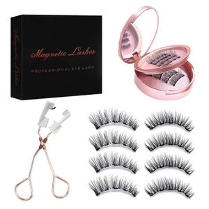 CENNYO Magnetic Eyelashes, Reusable Magnetic Eyelashes with Applicator No Glue, Easy to Wear, 3D Natural Look Magnetic Lashes without Eyeliner, Pink