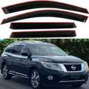 Tape On Side Window Visors Vent Sun Rain Guards Wind Deflectors Compatible with Nissan Pathfinder 2013-2021,S SV SL Platinum Car Accessories 4pcs Smoke Tinted