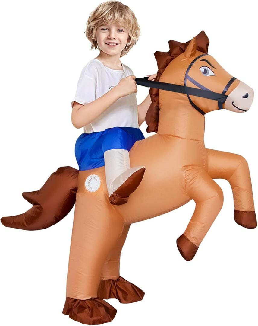 Stegosaurus Inflatable Horse Costume for Kids Halloween Riding a Horse Cowboy Costumes Funny Blow up Costumes for Boys Girls Cosplay Party