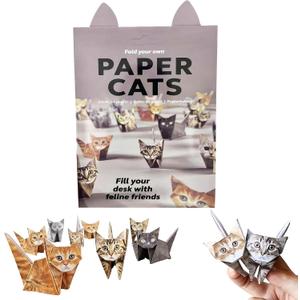 4 x 3D Origami Paper Cats, 50 Sheets DIY Origami Paper for Kids & Adults, Fun Creative Art Project, Desk Decor and Gift for Pet Lovers (CATS)