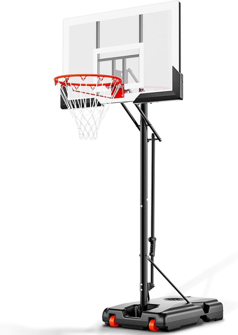 AWII SPORT Basketball Hoop 44 Inch Backboard Protable Basketball Hoop Outdoor, 4.8-10ft Height Adjustable Basketball Goal System for Kids Youth Adults Play in Backyard/Courts/Indoor