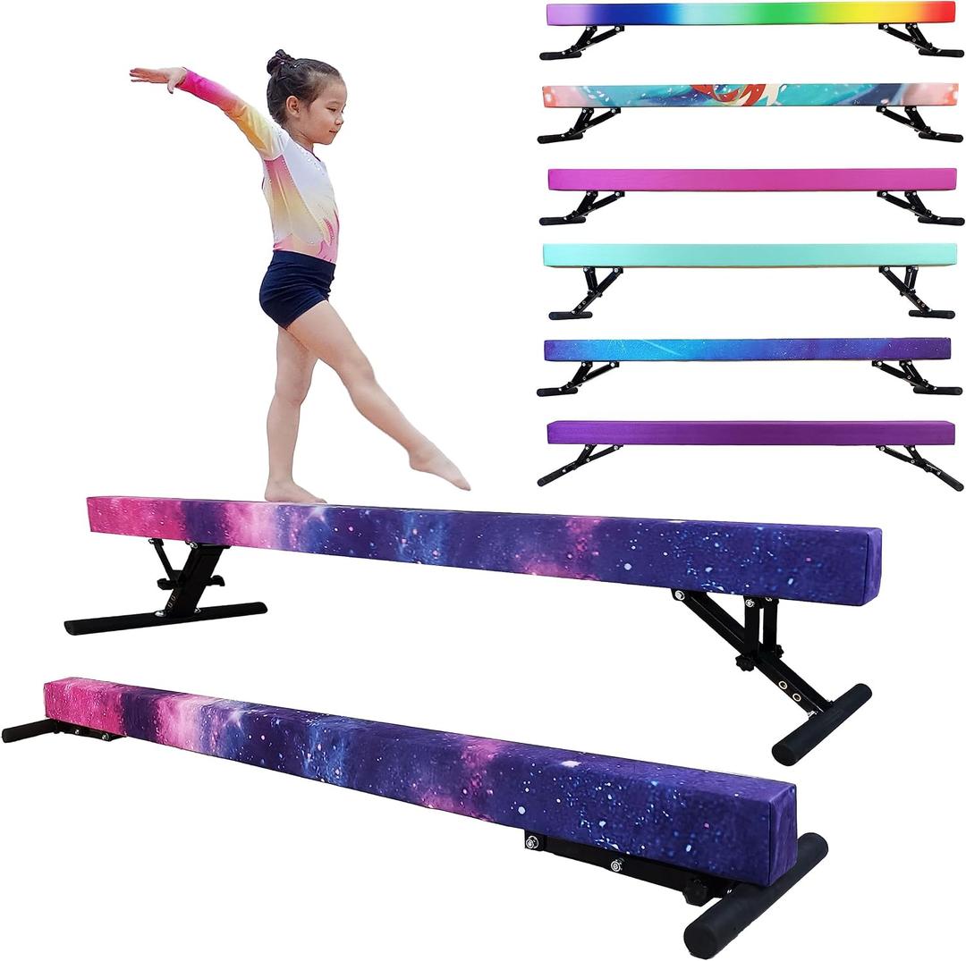 Seliyoo Adjustable Balance Beam 8FT, Gymnastics Beam for Kids & Teenage All Levels, High Low Floor Beam with Anti-Slip Legs, Professional Gymnastic Equipment for Home Gym Center Use, 7"-17"