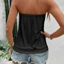 ZAFUL Women Satin Strapless Tube Tops Side Split Sleeveless Backless Bandeau Top Going Out Bustier Tops Silk Tank Top, XL (Black)