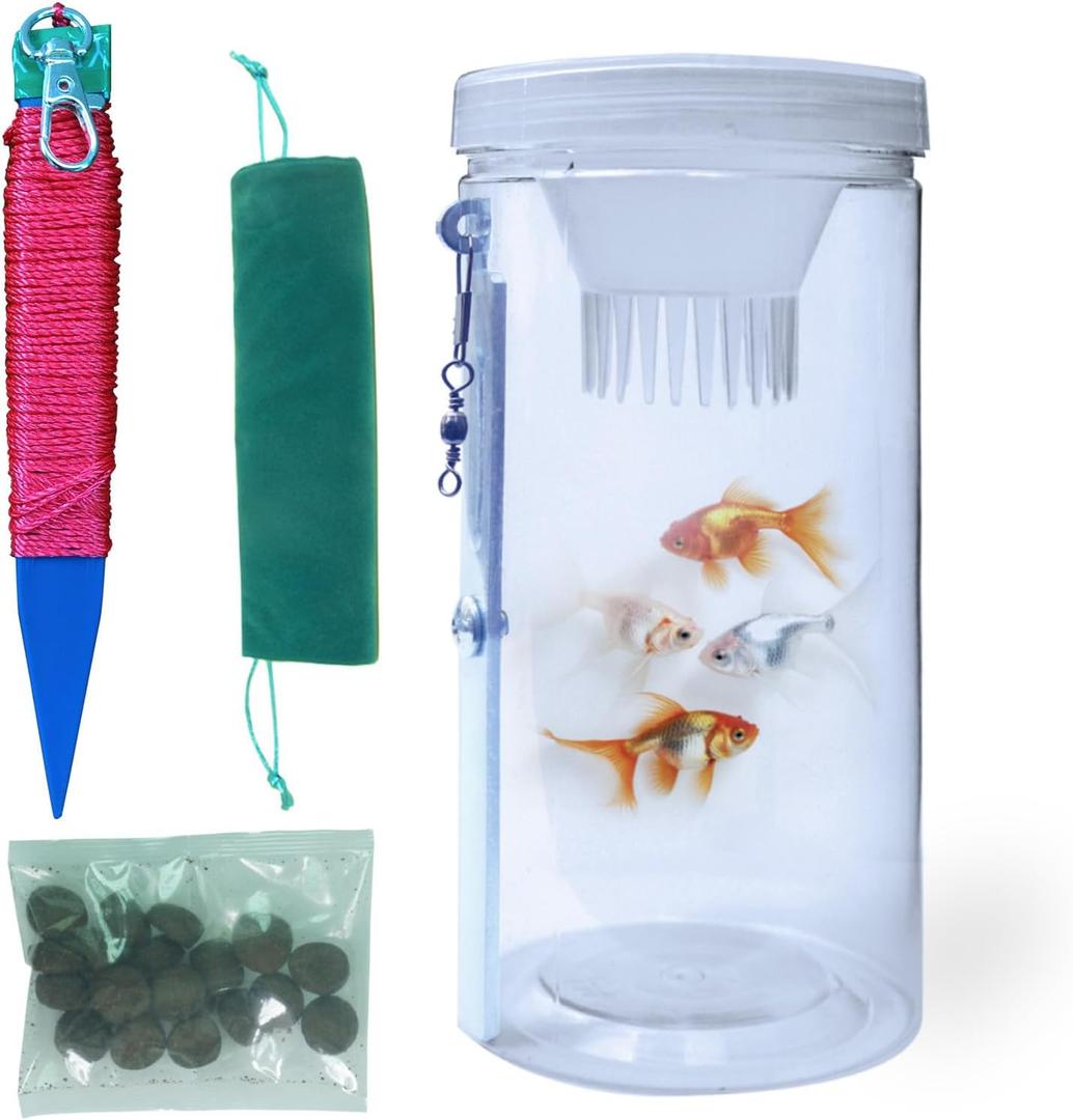 Portable and Plastic Aquarium Minnow&Small Fish Trap for Aquarium Children Fishing Outdoors,Durable Container Bait Trap Suitable for Fishing,Crab,Shrimp,Turtle