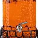 2.5 Gallon Glass Beverage Dispenser with Stainless Steel Spigot, Metal Stand, and Drip Tray  Mason Jar Style Drink Dispenser for Parties, Iced Tea, Water, Lemonade, and More