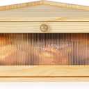 Sunhoo Bread Box for Kitchen Countertop Wooden Corner Breadbox Counter Food Storage Bin Container Farmhouse Rustic Homemade Bread Fresh Keeper Organizer Holder Vintage Stackable with Window (Yellow)