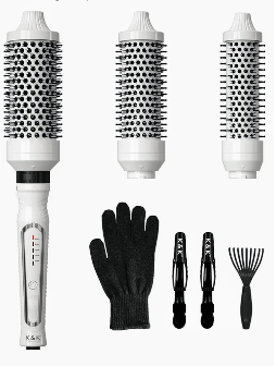 K&K 3 in 1 Thermal Brush Set, Ceramic Hot Brush, Fast Heating Curling Wand for Short, Medium & Long Hair, 5 Temperature Adjustment, Dual Voltage