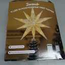 Lewondr Christmas Tree Topper Star, 13inch 10-Point Light Up Xmas Star Treetop with Plug and Remote Control for Home Christmas Decoration, 6H Timer & 8 Lighting Modes, Warm Light, Silver