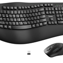 Wireless Keyboard and Mouse Combo,2.4G Full Size Wave Keys Ergonomic Keyboard with Wrist Rest for Natural Typing, 3 DPI Adjustable Ergonomic Silent Mouse for Computer/Laptop/Windows/Mac (Black)