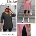3 Pack Women's 3/4 Sleeve Oversized T-Shirts V Neck Comfy Casual Tunic Tops Knit Side Basic Split Loose Fit Tees (L)