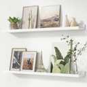 FLYJOE Picture Ledge Shelf, Floating Shelves Set of 2, 40 Inches Nursery Book Shelves for Toys Storage, Kids Bookshelf Wall Mounted for Living Room Bedroom Decor Books Photo Frames, White