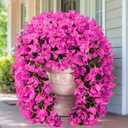 4Pcs UV Resistant Artificial Flowers for Outdoors, Realistic Faux Silk Bougainvillea Flowers, Fake Hanging Plants for Porch Patio Balcony Decoration (Purple)