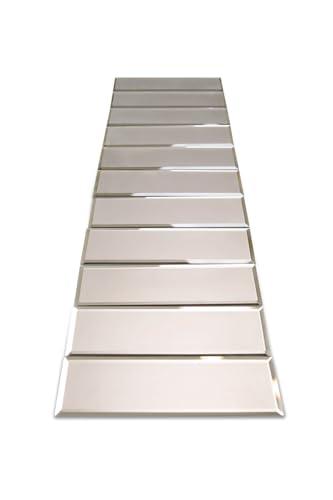 3" X 10" Gold Matte Peel & Stick Glass Mirror Subway Backsplash Kitchen Bathroom Beveled Edge Self Adhesive Tile (10 Pcs 2 Sq.ft)