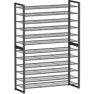 Simple Trending 12 Tier Shoe Rack Holds 60 Pairs, Sturdy Tall Shoe Organizer, Heavy Duty Large Metal Stackable Shoe Shelf for Entryway, Closet, Bedroom, Black