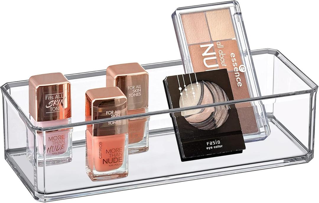 Amazing Abby - Glamour - Acrylic 1-Compartment Makeup Organizer, Transparent Plastic Lipstick Holder, Perfect Bathroom Vanity Storage Solution for Lipsticks, Nail Polishes, and More