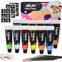 Colorful Fabric Paint Set for Clothes 12 Colors - Permanent Textile Paint Kit for Shoes, Canvas - Non-Toxic Slick Painting Set for Adults, Beginner & Artists (0.4 Fl Oz (Pack of 12))