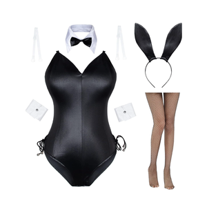 Womens Bunny Costume Girl Suit Senpai Cosplay Anime Role Costume One Piece Bodysuit Stockings Set, Size: L