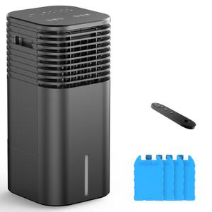 24" Windowless Portable Air Conditioner, 15H Timer & 120Oscillation, 3-IN-1 Portable AC Unit w/Remote, 2-Gal Tank, 3 Modes & Speeds, Ultra-Quiet Ventless Swamp Cooler for HomeOffice, Onyx