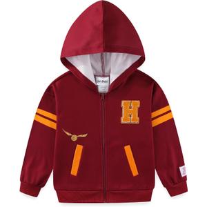 Harry Potter Hogwarts Full Zip Up Hoodie for Big Kids, 4