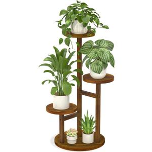 LASZOLA 3 Tiered Wood Plant Stand Indoor Corner, Flower Holder Rack Tall for Multiple Plants, Rustic Planter Shelf Display for Patio Garden Balcony Living Room