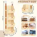 Fabric Hanging Closet Organizer Heavy Duty Shelf Hanging Storage Towel Clothes Sweater Jeans Bag Organizer For Closet For Bedroom,Dorm,RV,See Through Front Panel, Space-Saving (Beige-4Tier)