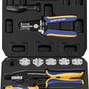 haisstronica 8PCS Crimping Tool Set - Ratchet Wire Crimping Tool for Heat Shrink,Insulated Nylon,Non-Insulated,Ferrule Wire End,Open Barrel Terminals,Solar Connectors