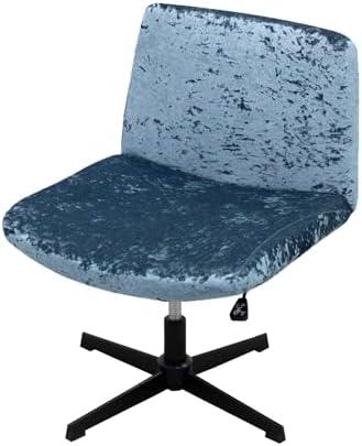 Armless Chair Slipcover Criss Cross Accent Mid Back Wide Seat Swivel Task Chair Protector Stretch Removable for Living Room Bedroom Accent Chair (Gray Blue)