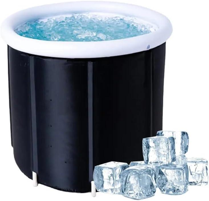 Ice Bath Tub Cold SPA INFLATABLE with inflatable cushion, Cover, and pump 30" x 26" ( Black )