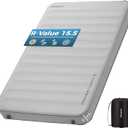 KingCamp Self Inflating Sleeping Pad, 6" Ultra Thick R 15.5 Air & Foam Camping Mattress 2 Person, Full Size Double Sleeping Pad for Camp Tent Outdoor Car, PVC Free, Grey