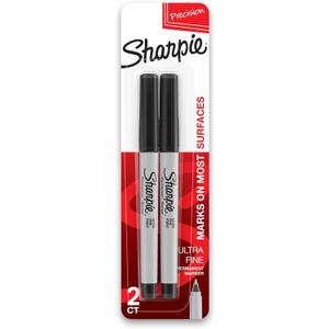 SHARPIE 37161PP Permanent Markers, Ultra Fine Point, Black, 2 Count