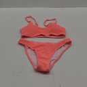 Fanuerg Women's Ribbed Bikini Sets Scoop Neck Cheeky Swimsuit Textured Two Piece Bathing Suit (Coral Pink)