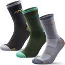 innotree Merino Wool Hiking Socks for Men Thermal Winter Warm Micro Crew Work Cushion Socks, 3 Pairs, L