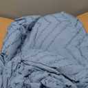 Litanika Comforter Oversized King Size Set Grayish Blue, 3 Pieces Chevron Tufted Bedding Comforter Sets, Fluffy Bed Set