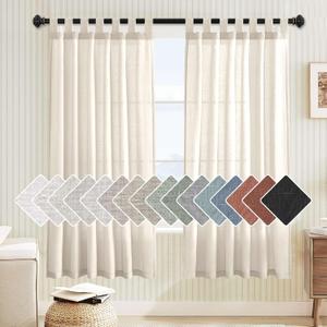 H.VERSAILTEX Linen Blended Curtains - Tab Top Semi Sheer Window Treatments Panels Drapes for Living Room/Bedroom, Light Filtering (Set of 2, 52" x 72", Ivory)