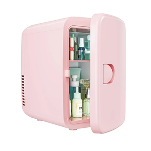 EUHOMY Mini Fridge, 4 Liter/6 Cans AC/DC Small Refrigerator for Skincare, Portable Cooler and Warmer for Skin Care, Cosmetics, Beverage, 4L Makeup Mini Fridge for Bedroom, Car, Office, Dorm, Pink
