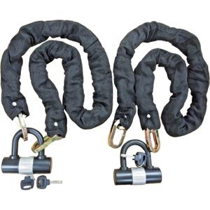 Lot of (2) H.D. 48in Motorcycle Bike Anti-Theft Security Alloy Steel Padlock Chains with Keyed Alike Locks & Cover