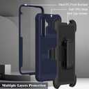 for Samsung Galaxy A35 5G Case with 2 Pack Tempered Glass Screen Protector, [Holster Series] Belt Clip Hard Tough Heavy Duty Rugged Shockproof Protective Cell Phone Case (Dark Blue)