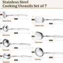 TeamFar Stainless Steel Cooking Utensils Set, 7 Pcs Kitchen Utensils, Heat Resistant Metal Kitchen Tools Include Solid & Slotted Turner/Spoon/Ladle/Skimmer/Pasta Server/Potato Masher, Dishwasher Safe