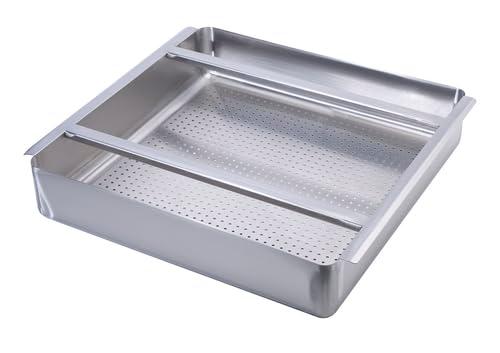 FSE 373-KR-30-150 Dish Table Sink Strainer, 20" x 20" Pre-Rinse Drain Basket, 4" Deep Commercial Drain Strainer, 18-Gauge Stainless Steel, Heavy-Duty Restaurant Sink Accessory for Foodservice Use
